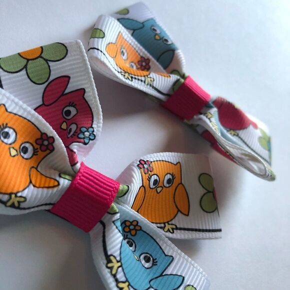 Bow pair hair bows accessories Wise owls nature - Picture 3 of 8
